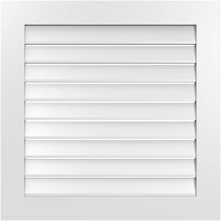 Ekena Millwork Vertical Surface Mount PVC Gable Vent: Functional, w/ 3-1/2"W x 1"P Standard Frame, 32"W x 32"H GVPVE32X3201SF